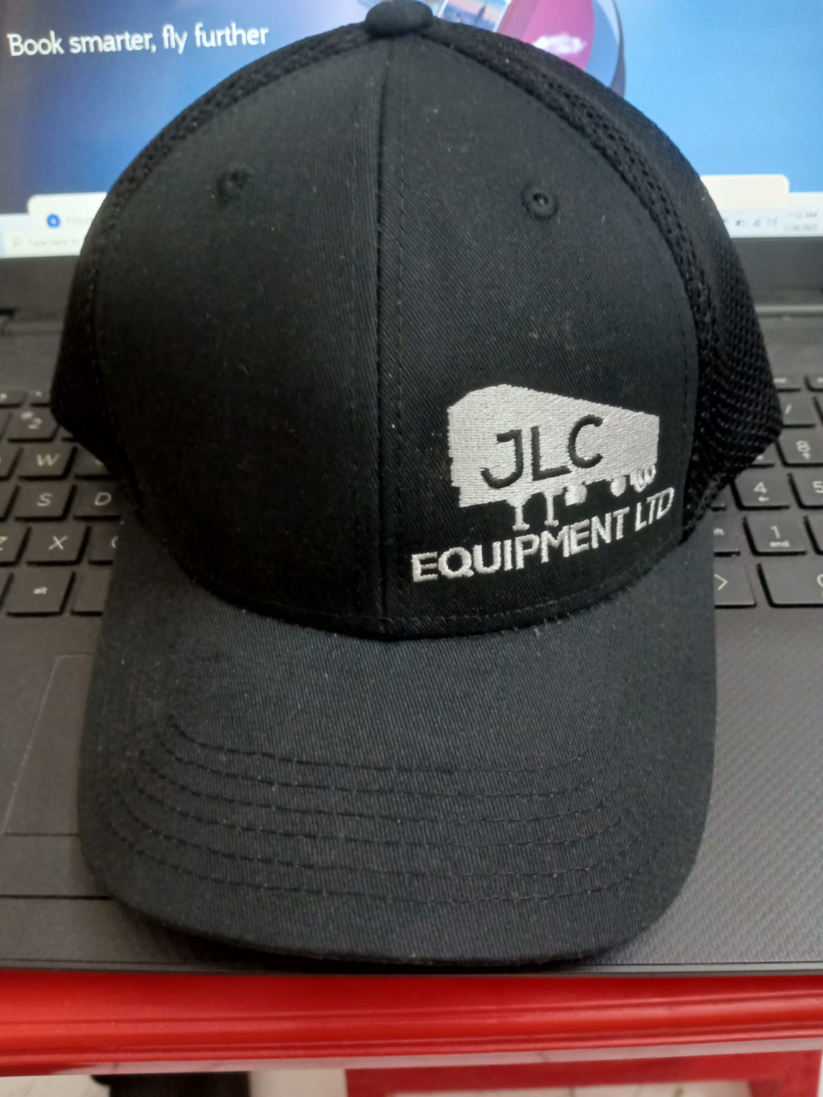 Knit hat logo close‑up